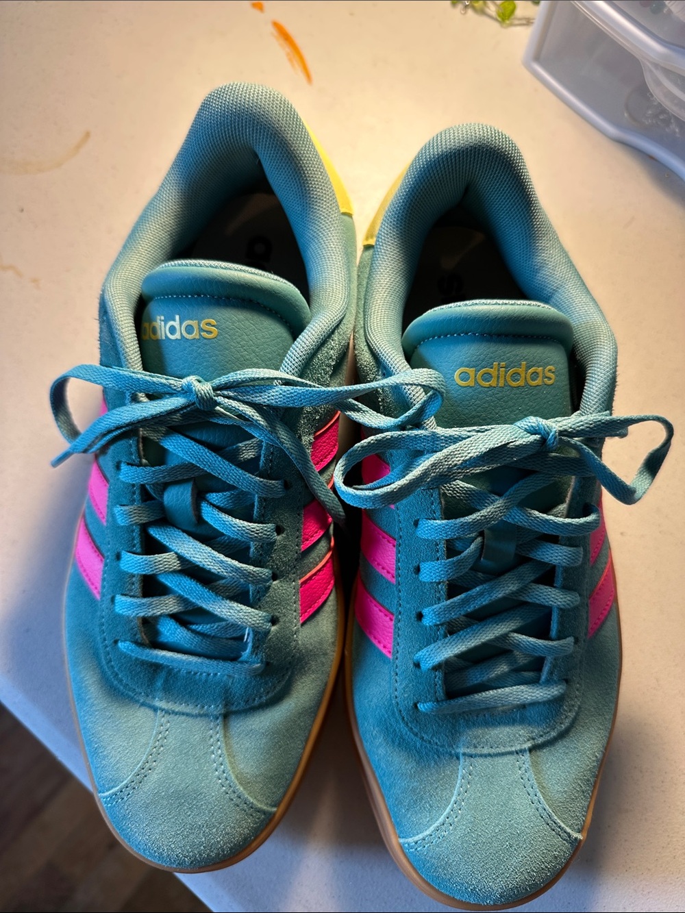 adidas Turquoise and Pink Women's Low-Top Sneakers